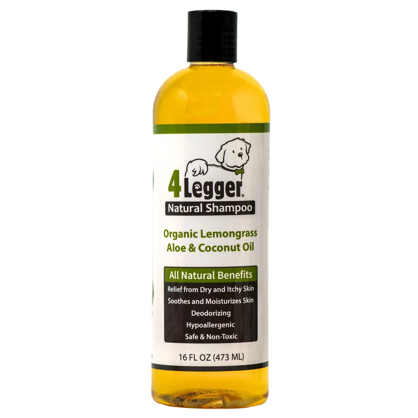 4-Legger Organic Shampoo | Hypoallergenic Lemongrass and Aloe 16oz