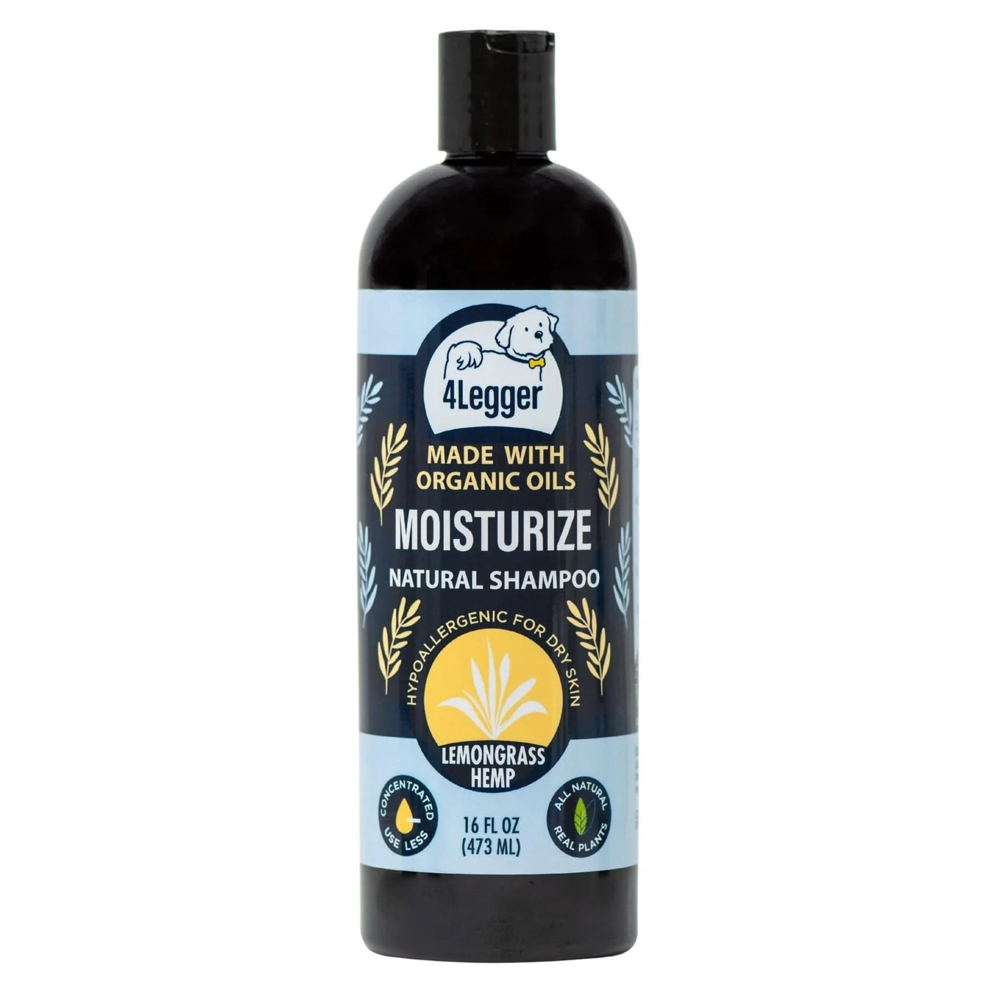 4-Legger Organic Shampoo | Moisturize w/ Hemp + Lemongrass 16oz