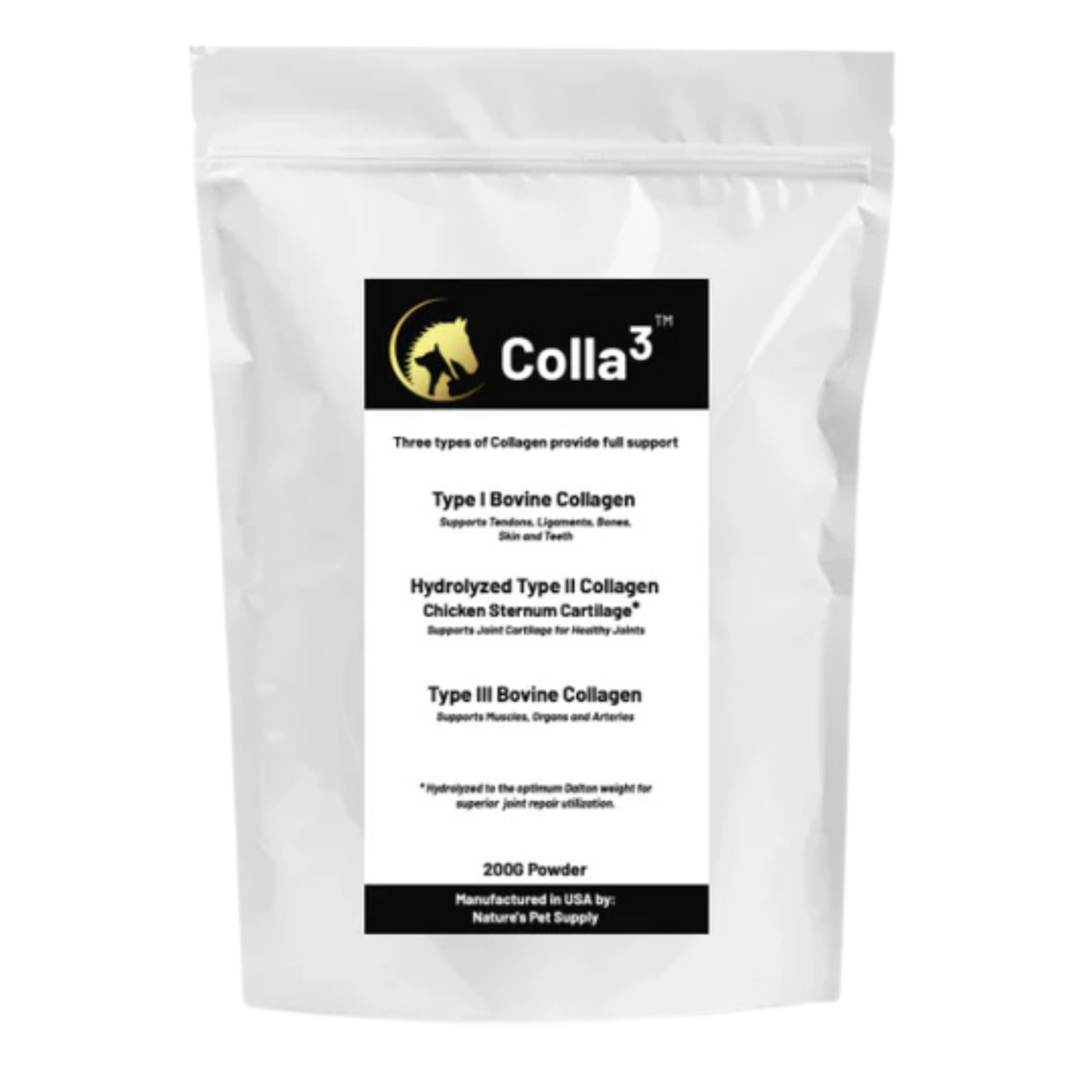 Colla3 | Type I, II & III Collagen for Dogs, Cats and Horses | 200G